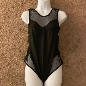 Black Mesh One Piece Bodysuit (New)